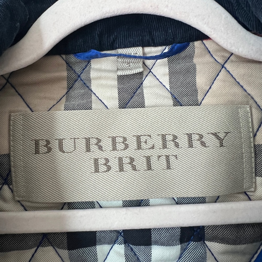Burberry Brit Blue Quilted Sleeveless Vest Women’s Petite Small Nova Check - Picture 8 of 12